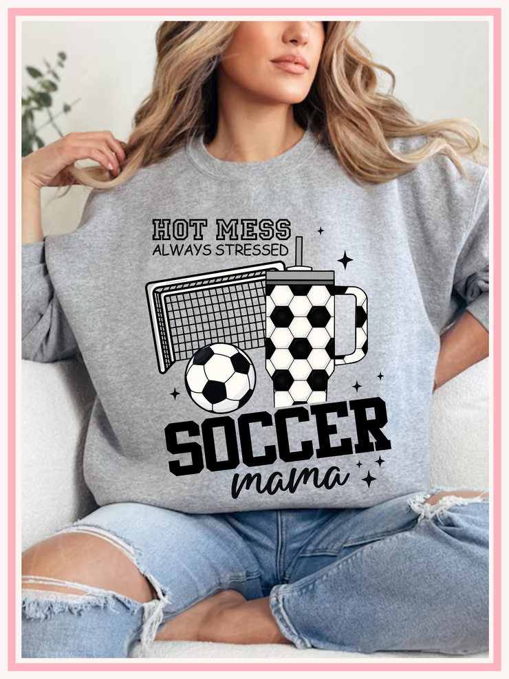 Hot Mess Soccer Mama Crewneck Sweatshirt