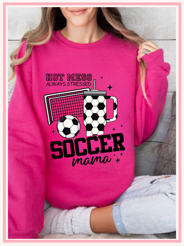 Hot Mess Soccer Mama Crewneck Sweatshirt