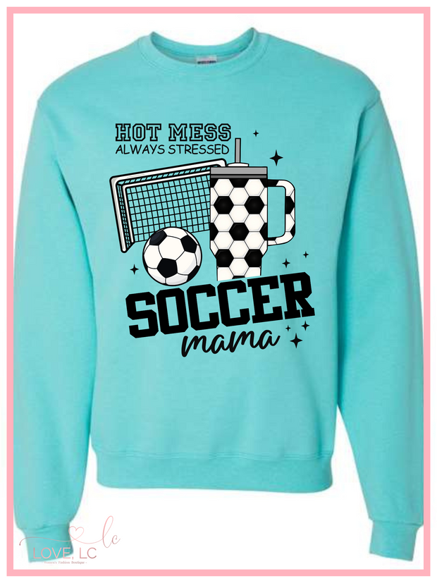 Hot Mess Soccer Mama Crewneck Sweatshirt