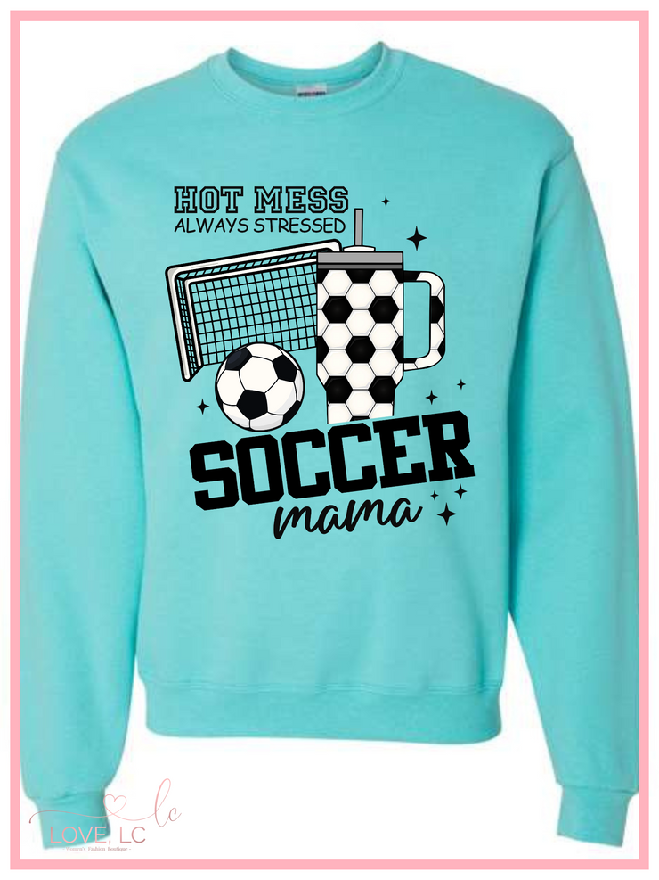 Hot Mess Soccer Mama Crewneck Sweatshirt