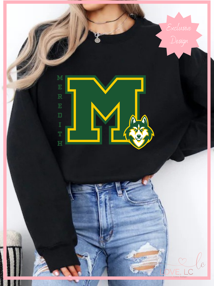 Meredith Huskies w/ Logo Crewneck Sweatshirt