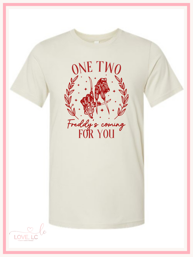 One Two Freddy Tee, Red Font