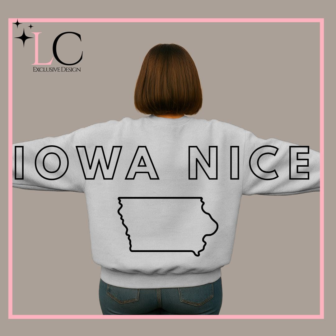 Large Print Iowa Nice Crewneck Sweatshirt