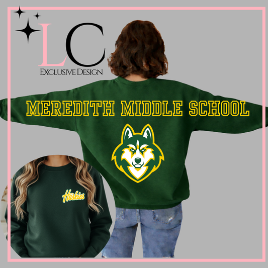 Meredith Huskies Large Print Crewneck