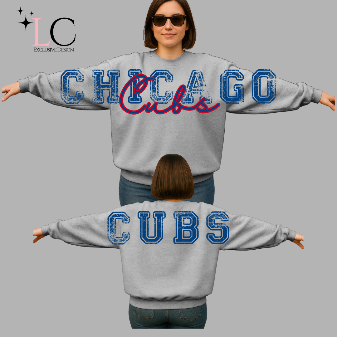 Chicago Cubs Large Print Crewneck Sweatshirt