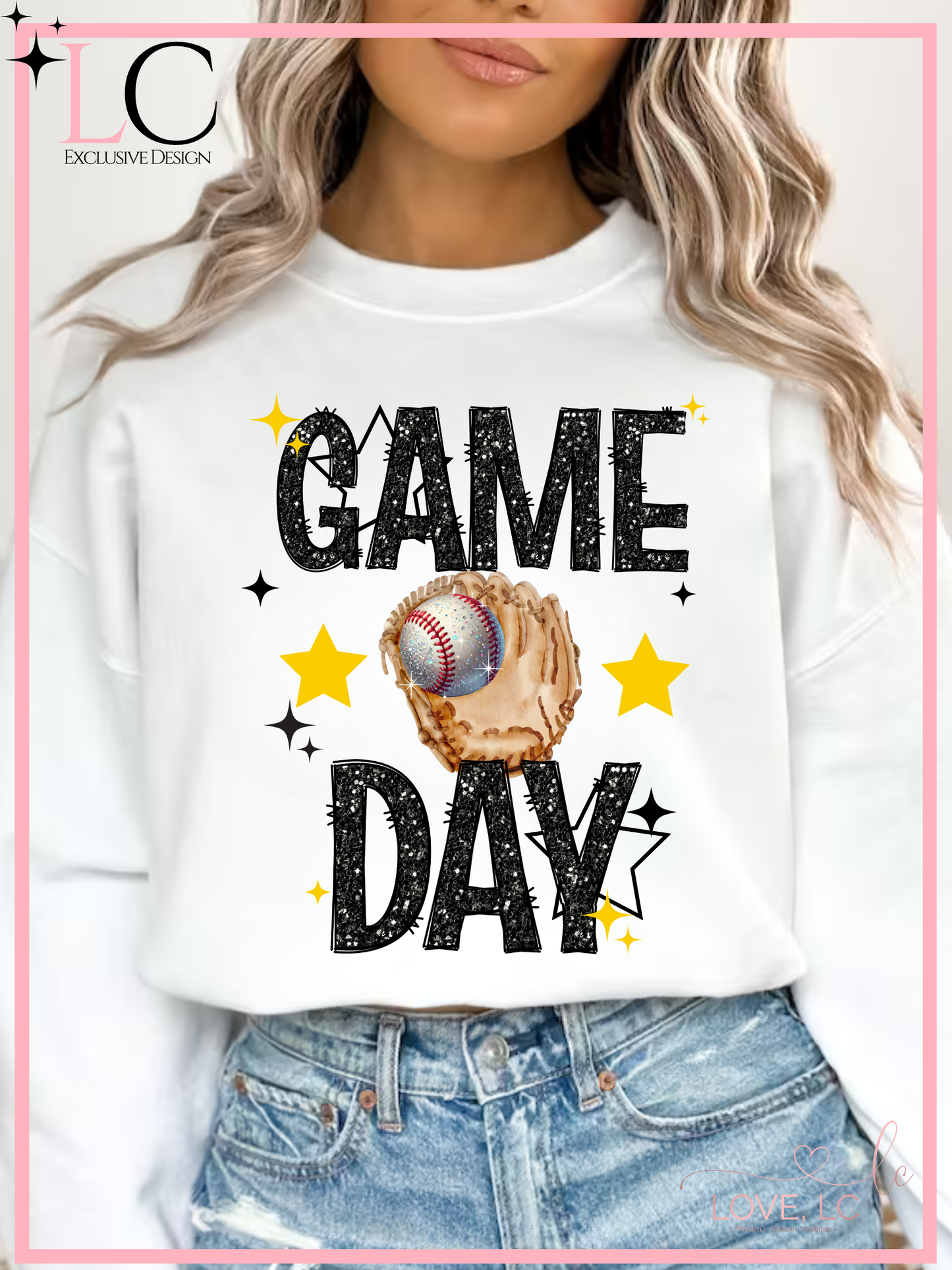 SEP Faux Glitter Game Day, Baseball, White