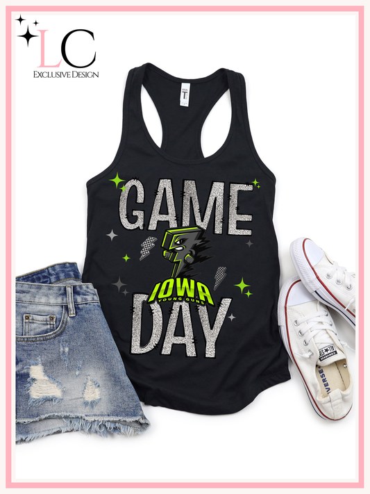 Young Guns Faux glitter Game Day Tank, Silver