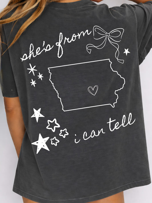 She's From Iowa I Can Tell Comfort Colors Tee