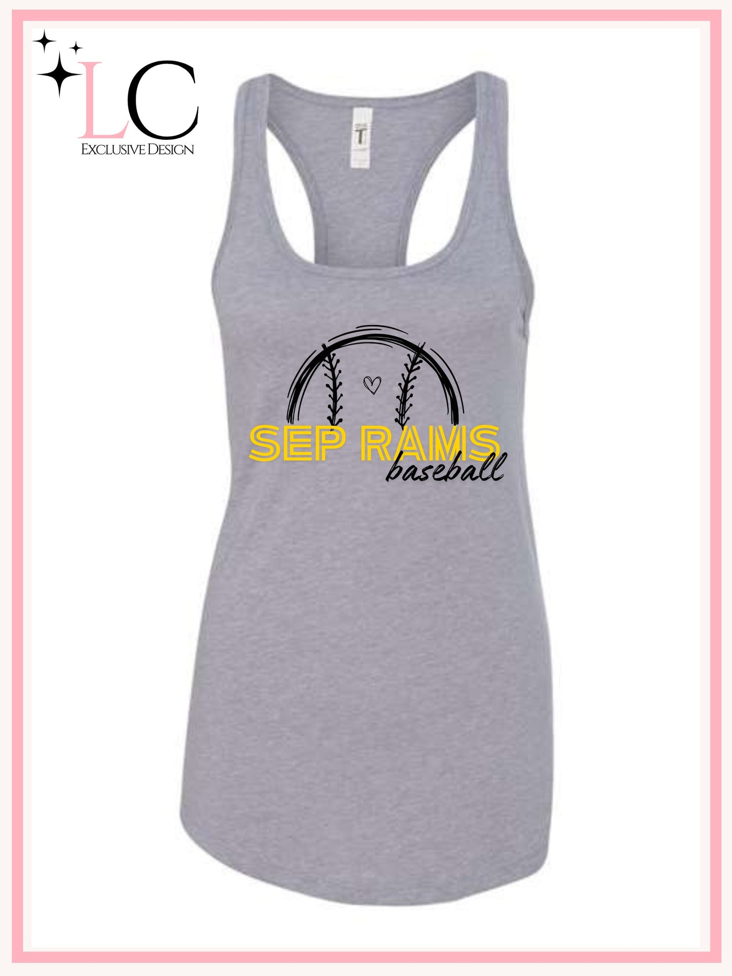 SEP Rams Baseball w/ ball & heart tank top