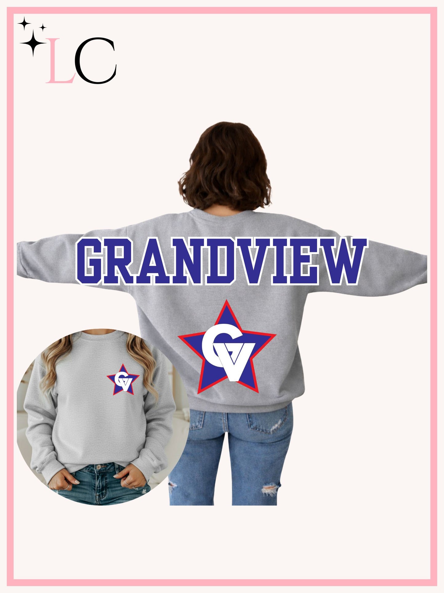 Grandview Large Print Crewneck Sweatshirt, Grey