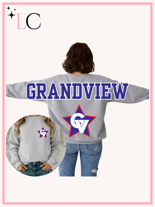 Grandview Large Print Crewneck Sweatshirt, Grey