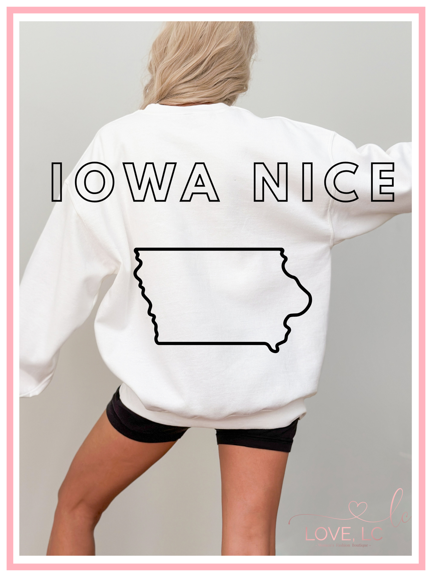 Large Print Iowa Nice Crewneck Sweatshirt